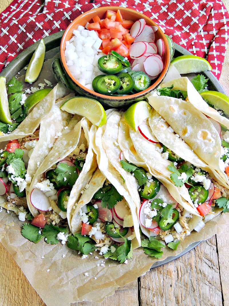 Easy Creamy Slow Cooker Green Chile Chicken Tacos