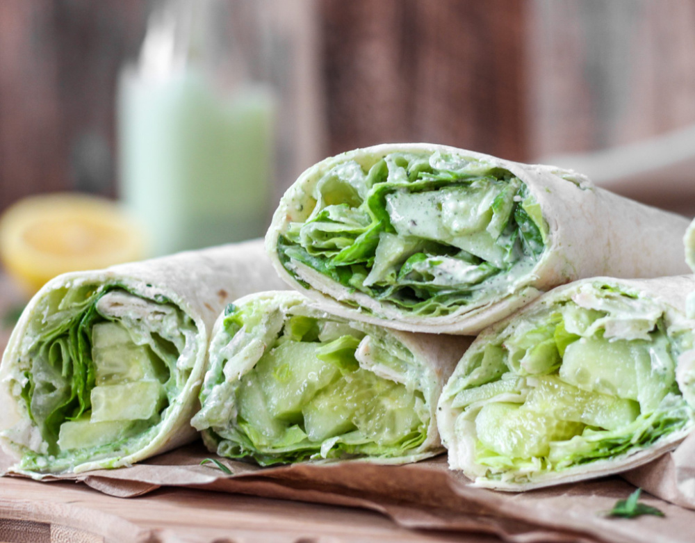 Cucumber Wraps with Green Goddess Dressing
