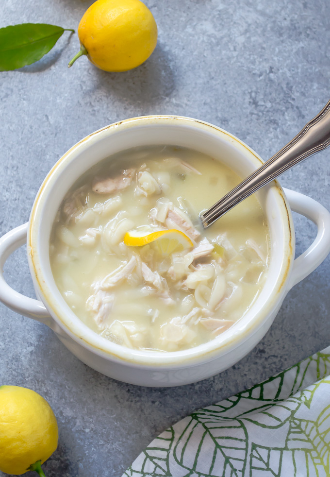 Slow Cooker Greek Lemon Chicken Soup
